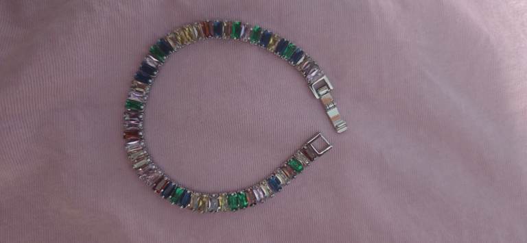 Multicoloured Gemstone Bracelet with 925 Silver Clasp – As Good As New