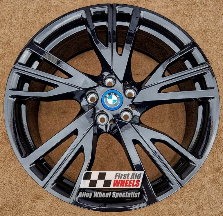 R634BG SWAP for Yours BMW I8 4x 20'' GENUINE STYLE 470 GLOSS BLACK ALLOY WHEELS