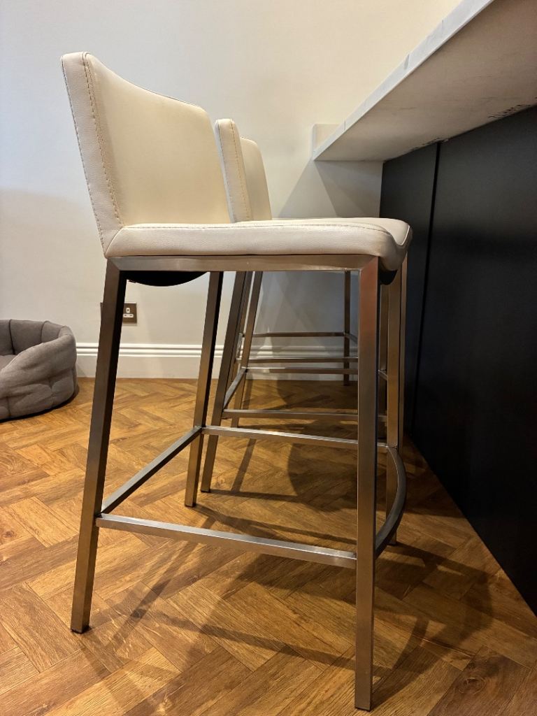 Three White Garden Bar/ Kitchen Stools