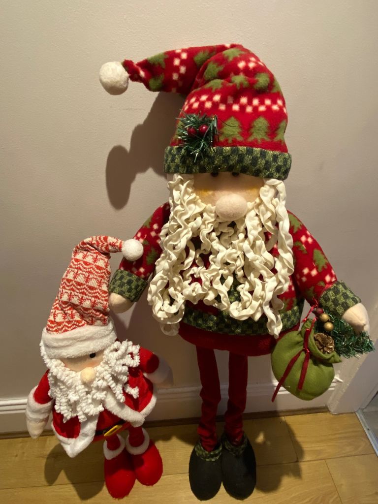 Standing Santa plush decoration x2