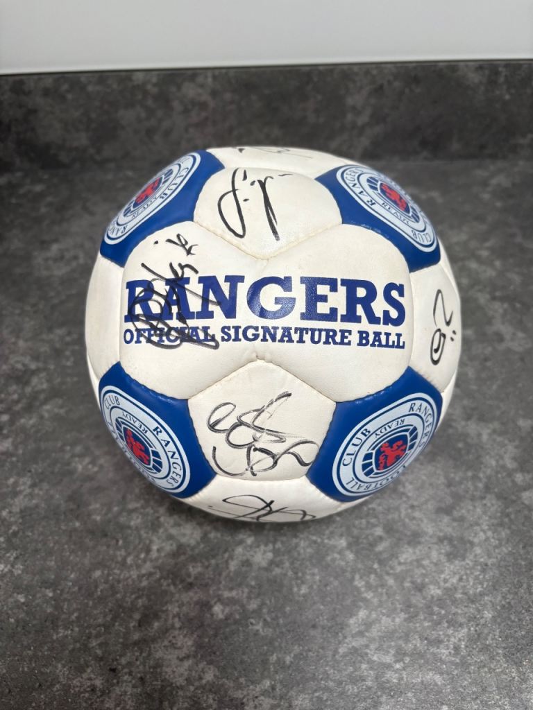 Rangers Official Signature Football – White & Blue, Good Condition