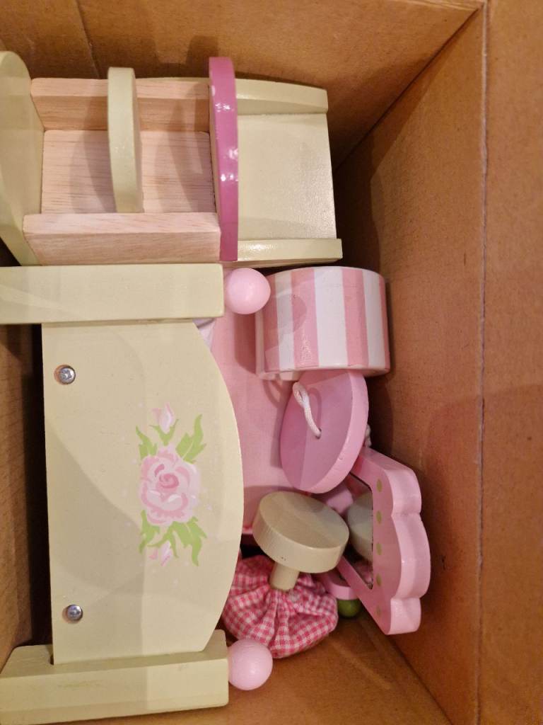 Dolls House with family, car and LOADS of furniture