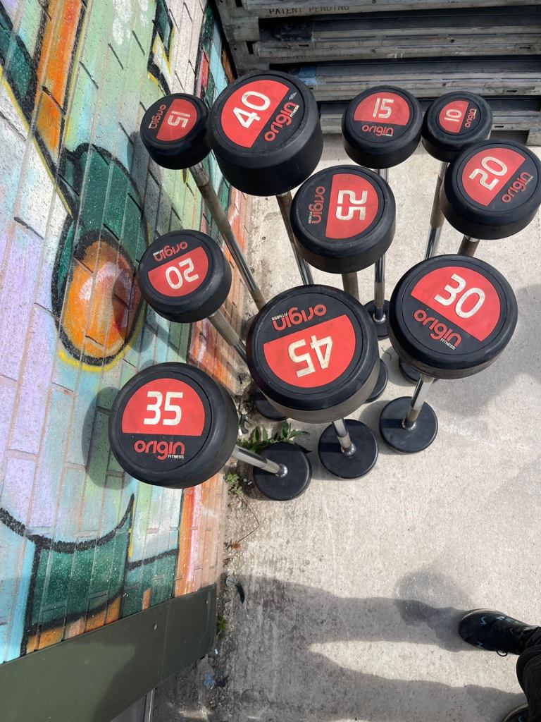 Origin Fitness Fixed Weight Barbell Set 10 - 45 kgs with Rack  Price £599 Delivery £50 Available