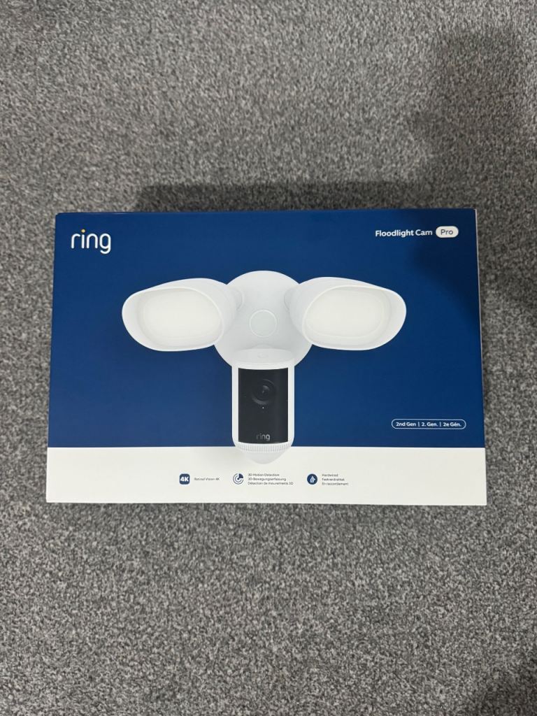 Ring Floodlight Cam Pro - White - Wired - Security Camera - 2K Video £249.99 RRP