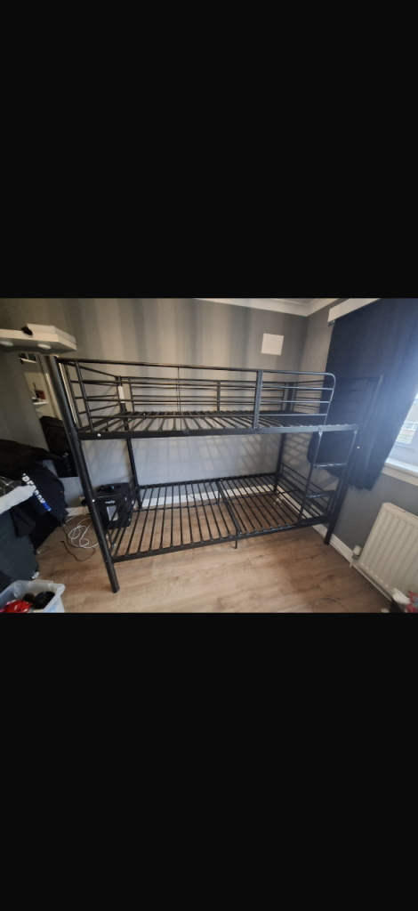 Black Metal Bunk Beds – Good Condition, Space Saving