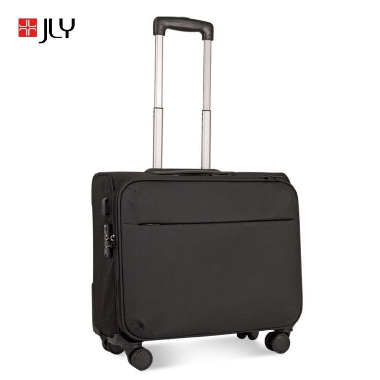 Soft Shell Cabin Suitcase with Laptop Compartment, Waterproof Business Travel Trolley, 18-inch