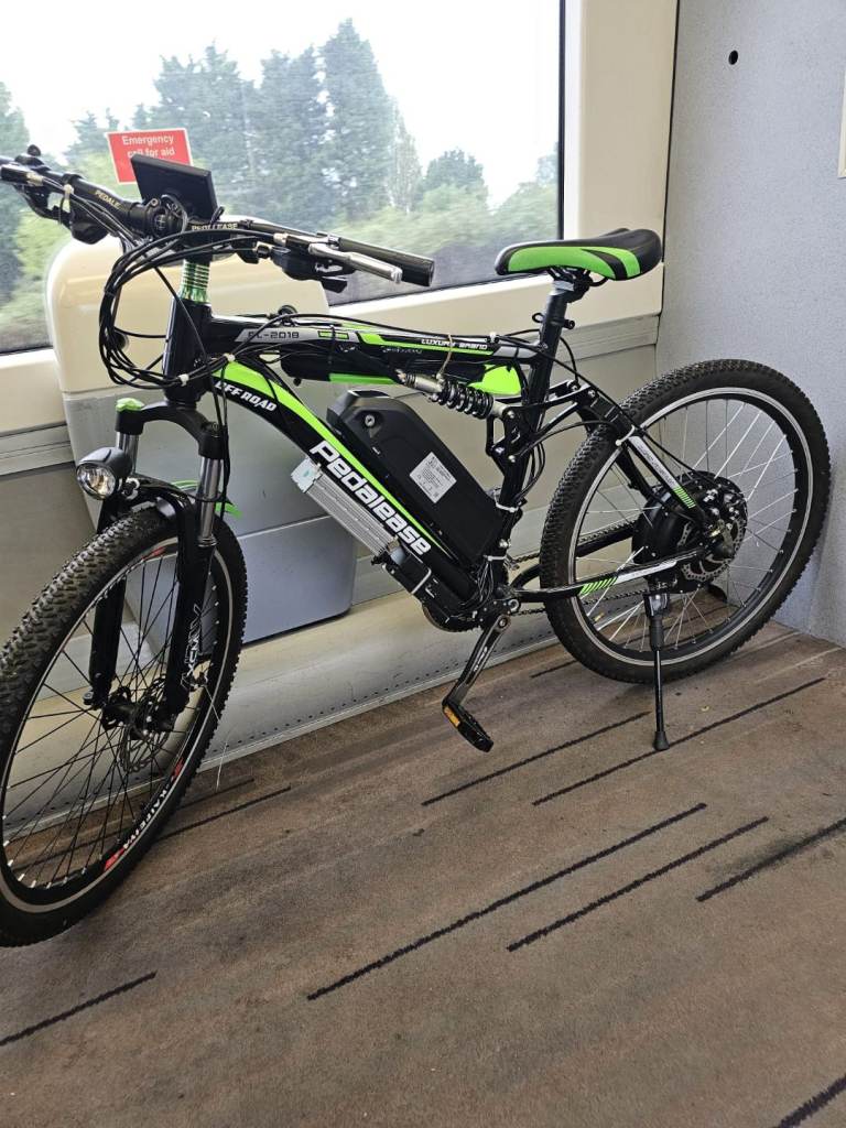 PedalEase E-2018 Electric Mountain Bike Black/Green 26in 250W 21-Speed