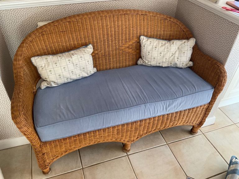 Good Condition Rattan Wicker Two-Seater Sofa