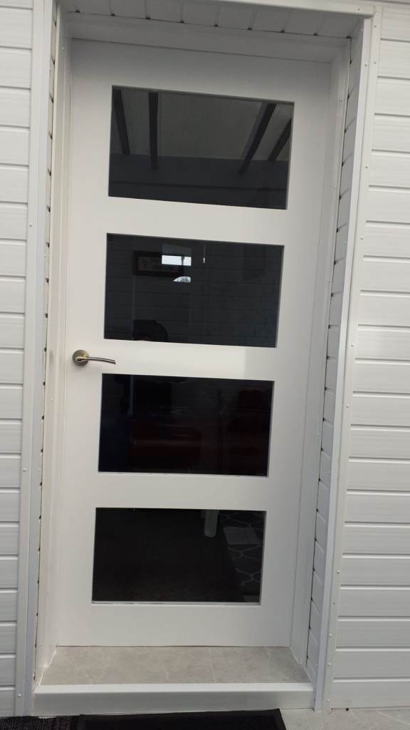 Internal Wooden White Door with 4 Glass Panel.