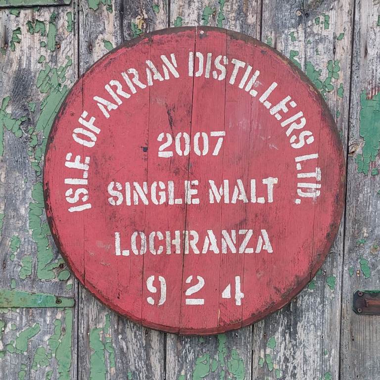 Rare 2007 Isle of Arran Lochranza Whisky barrel lid top for Display