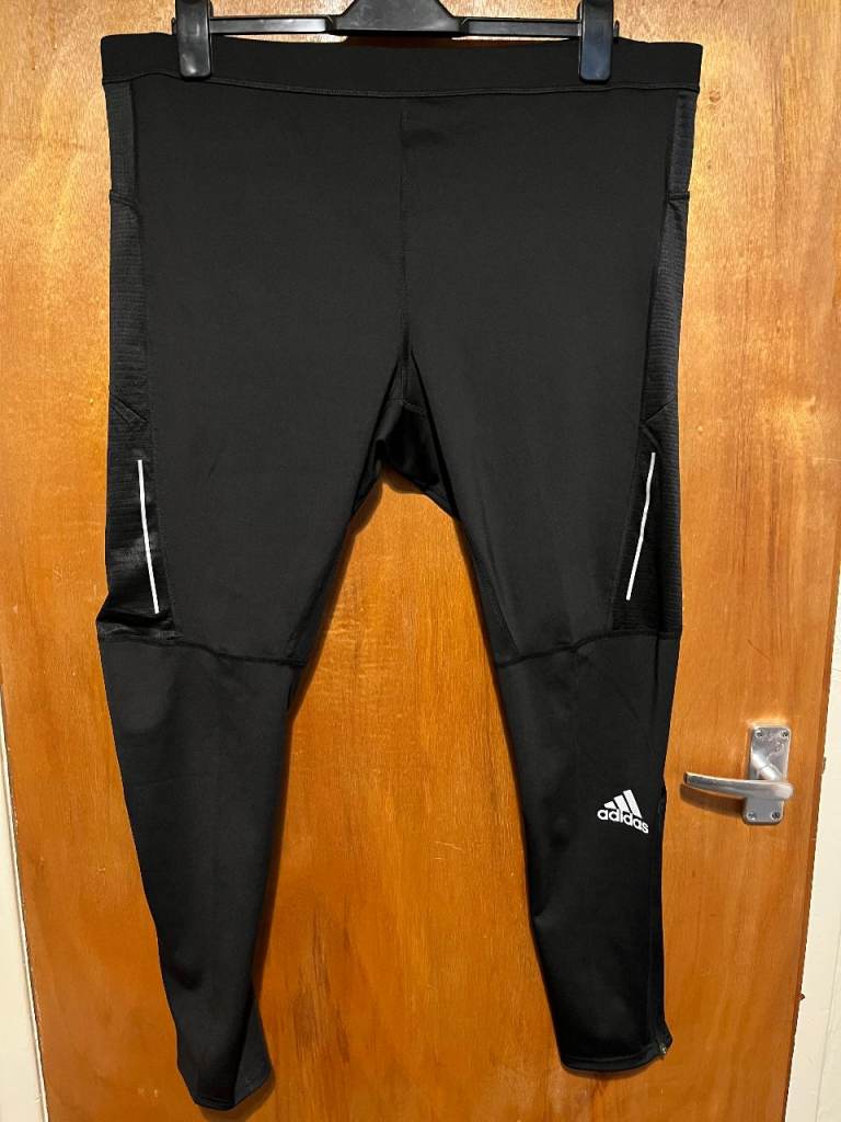 Mens Adidas Running Leggings/Tights - Black, 2XL (XXL)