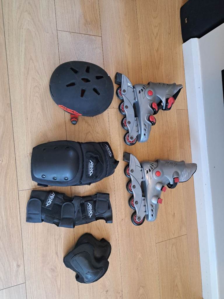  Inline Skates with Helmet and Pads – Good Condition
