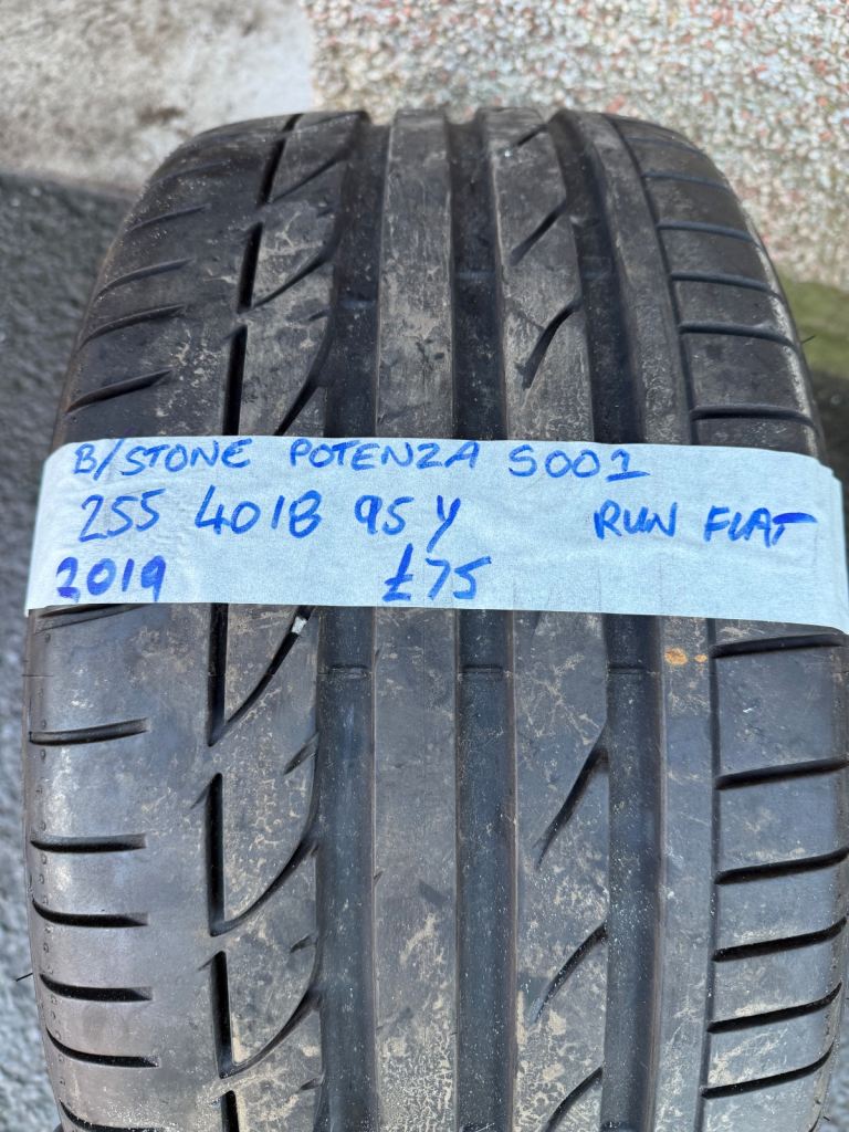 1x 255 40 18 95Y Bridgestone Potenza S001 RUNFLAT tyre 8mm tread