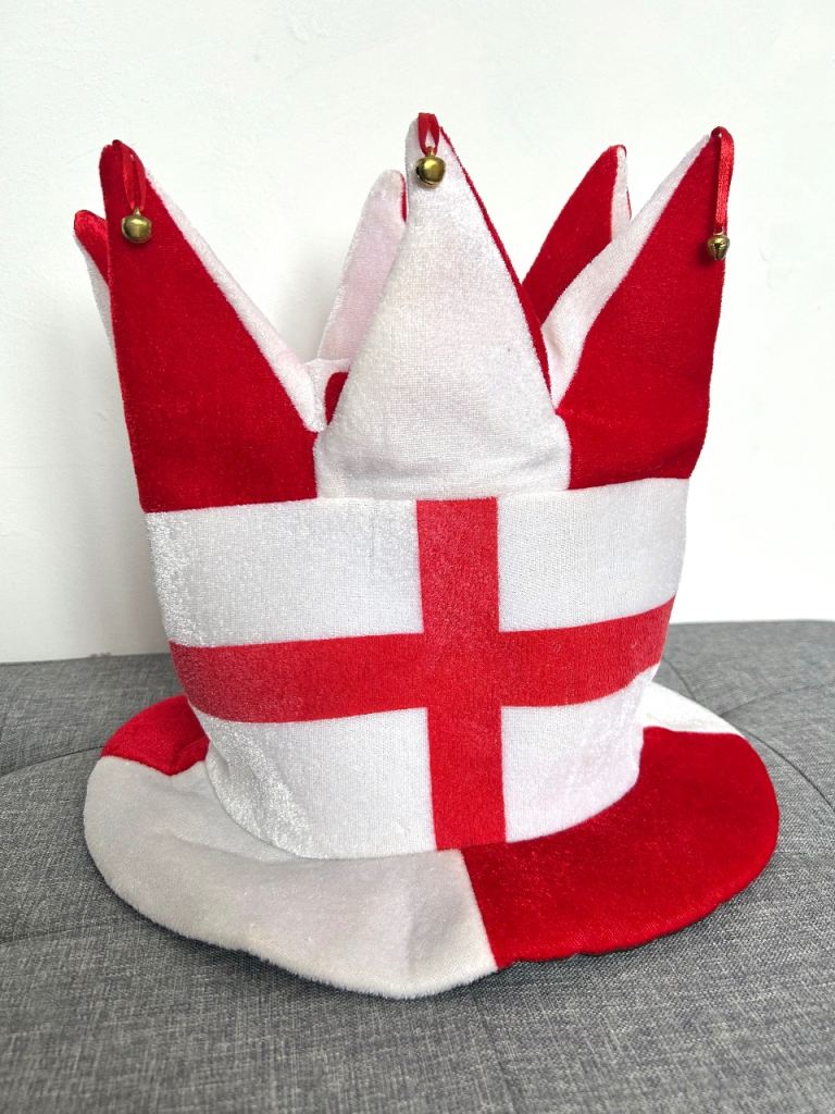 England Flag Oversized Jester Hat with Bells