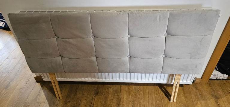 Grey Fabric padded Headboard for standard double bed – Very Good Condition