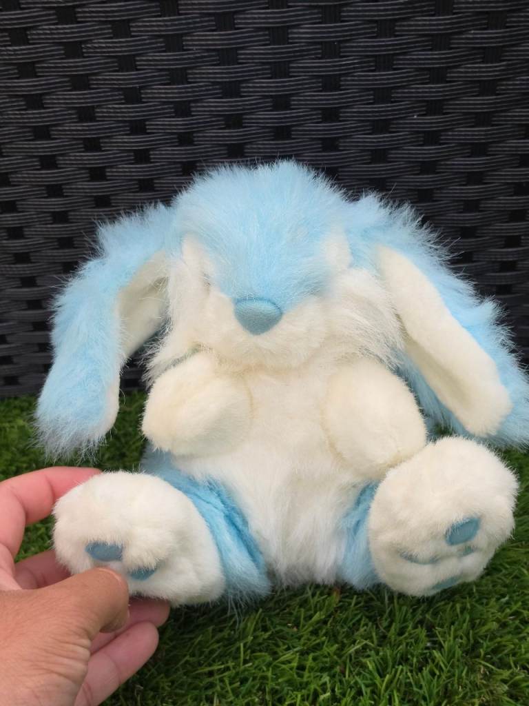 Blue & White Plush Bunny Rabbit Soft Toy Cuddly Teddy