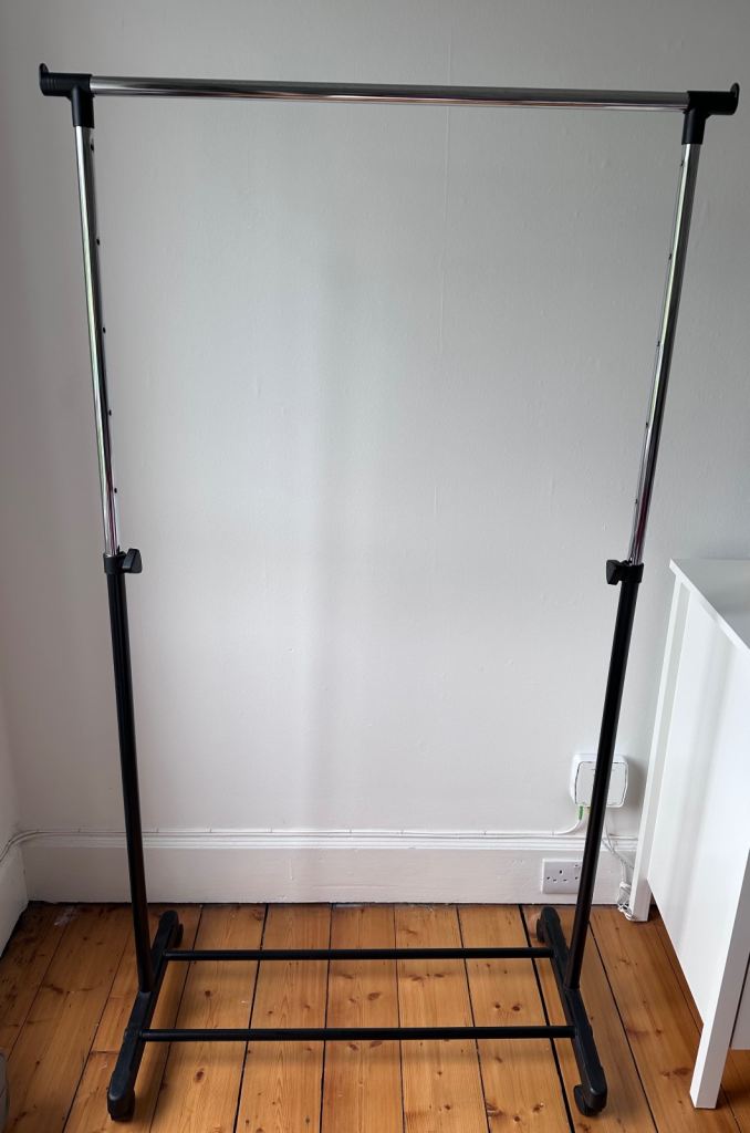 Adjustable Clothes Rail Rack – Black & Chrome, Good Condition