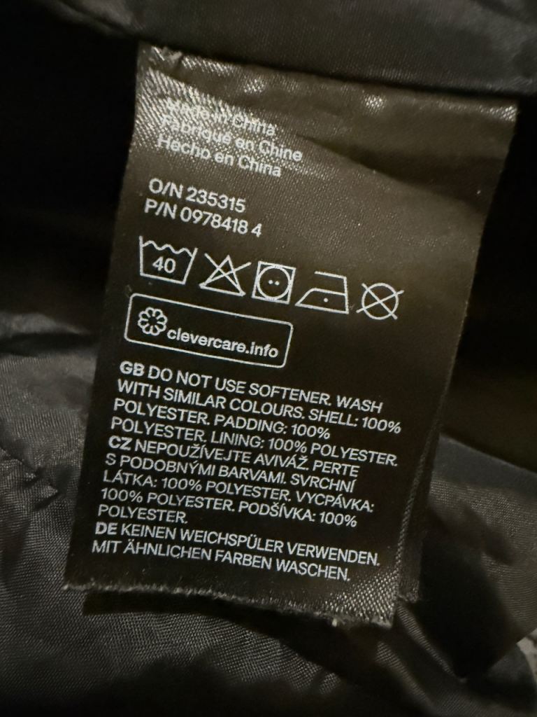 H&M Regular Fit Water-repellent Puffer Jacket Size XL