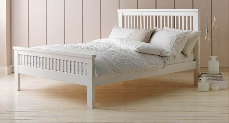 Aubrey Small Double Wooden Bed Frame - White