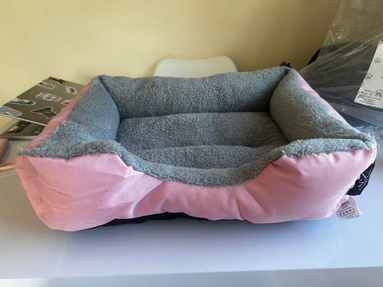 Pink Grey Dog Bed