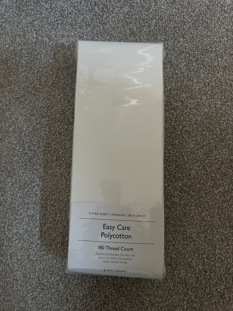 John Lewis poly cotton fitted sheet cream KING SIZE BRAND NEW