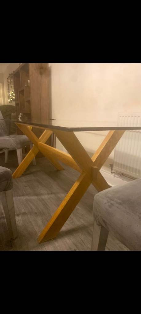 Large glass table and 4 chairs 