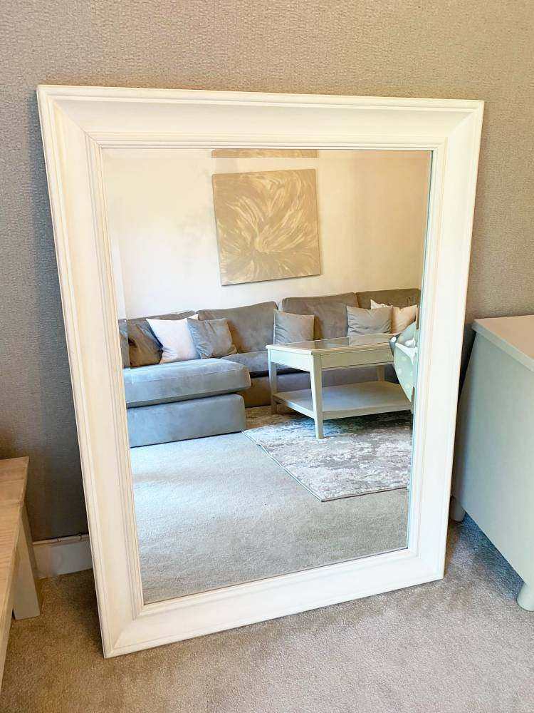Large Off White Burwell Classic Wall Mirror Traditional Rectangle Frame Fireplace Feature RRP £195 