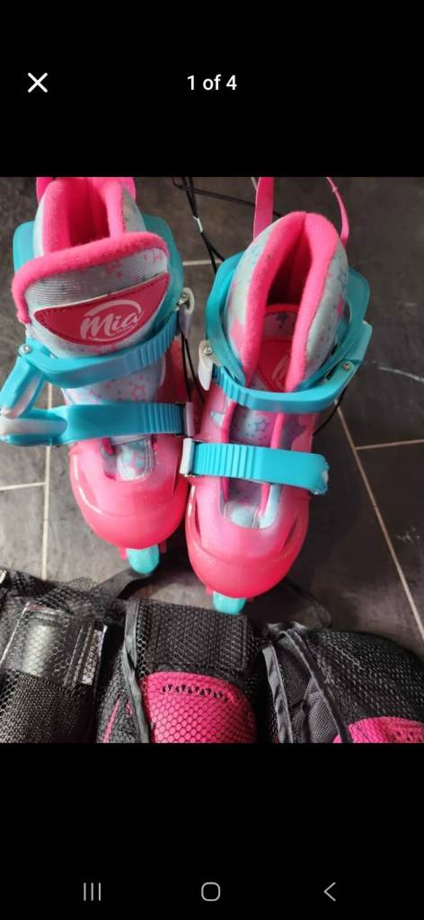 Mia Roller Skates & Protection Set - Pink, UK Size 9-12J