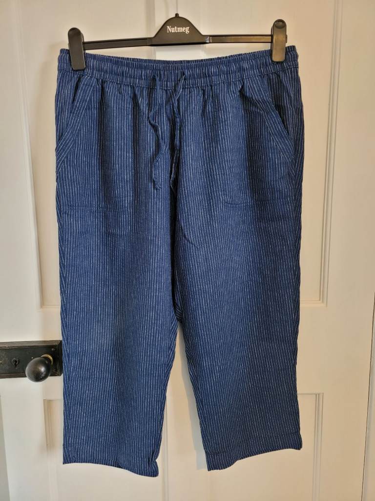 F&F linen mix cropped trousers, size 16, excellent condition