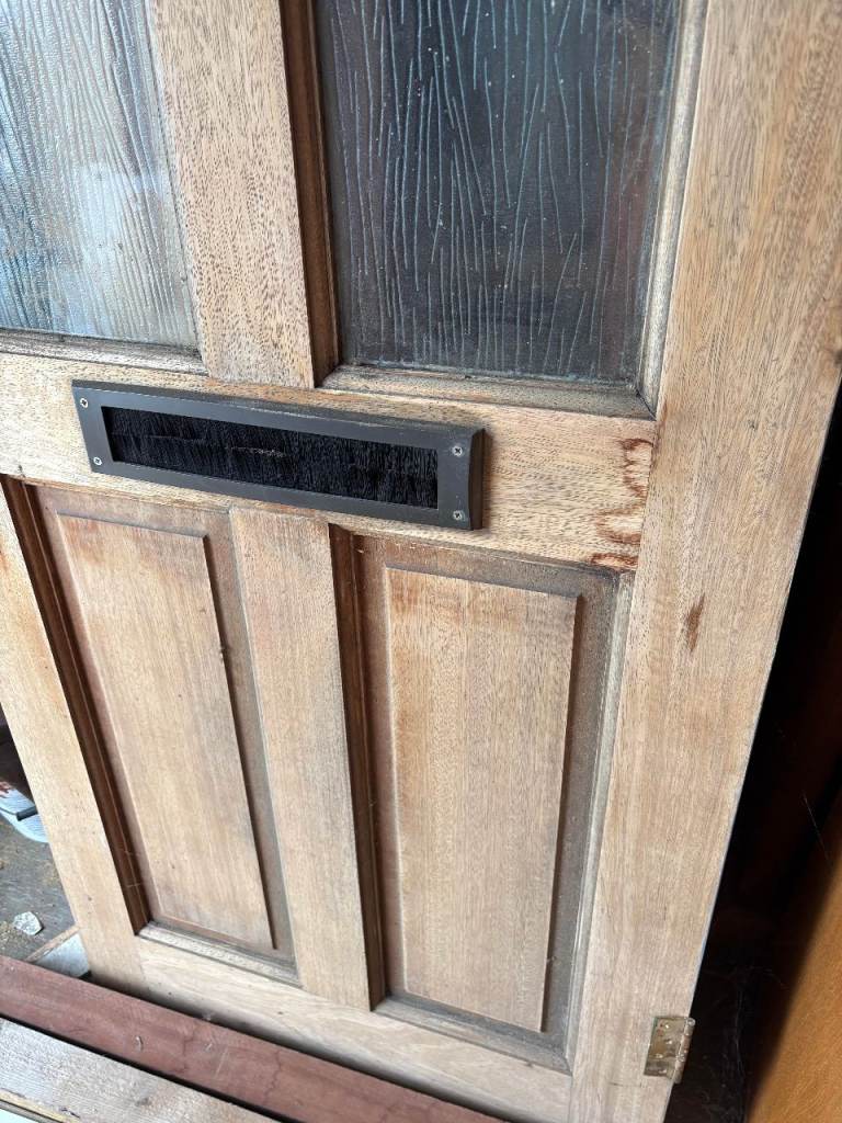 Wooden Front Door with Glazed Panels & Letterbox