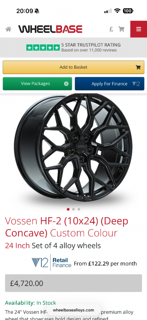 Vossen 23 Inch alloys with 7mm tyres