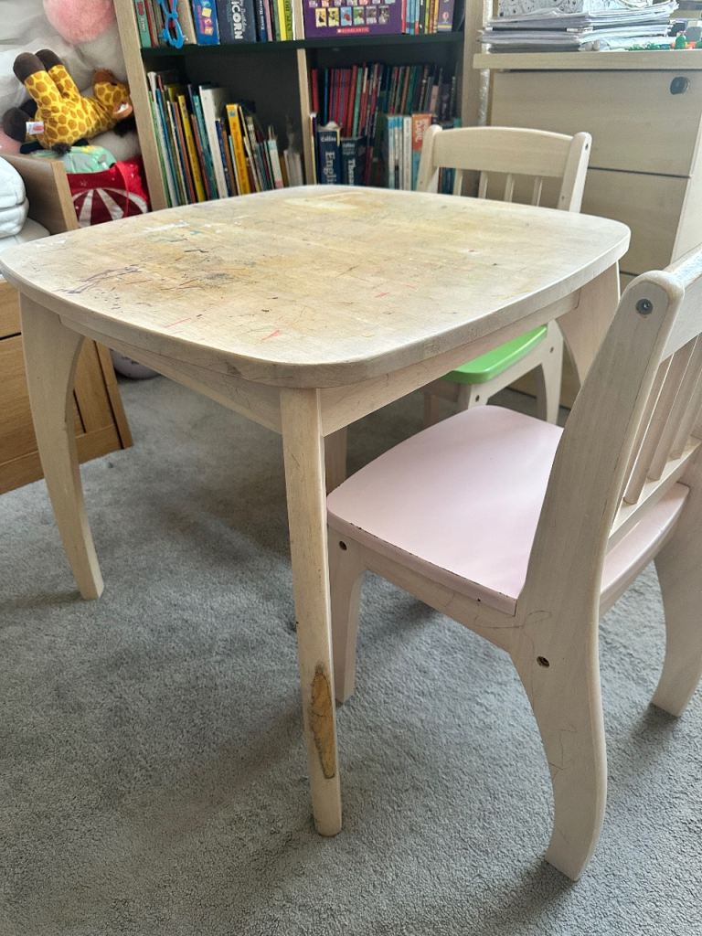 Pin furniture Two chairs for kids and table wooden