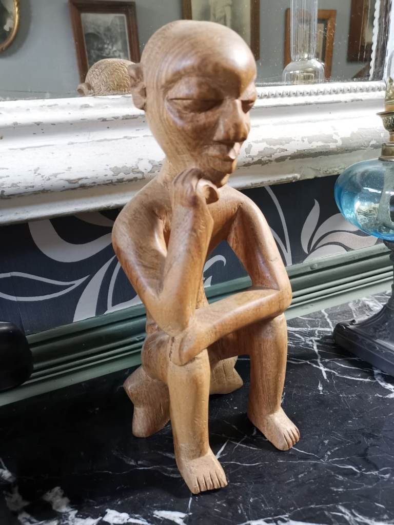 🌍 Two Hand-Carved African Wooden Statues