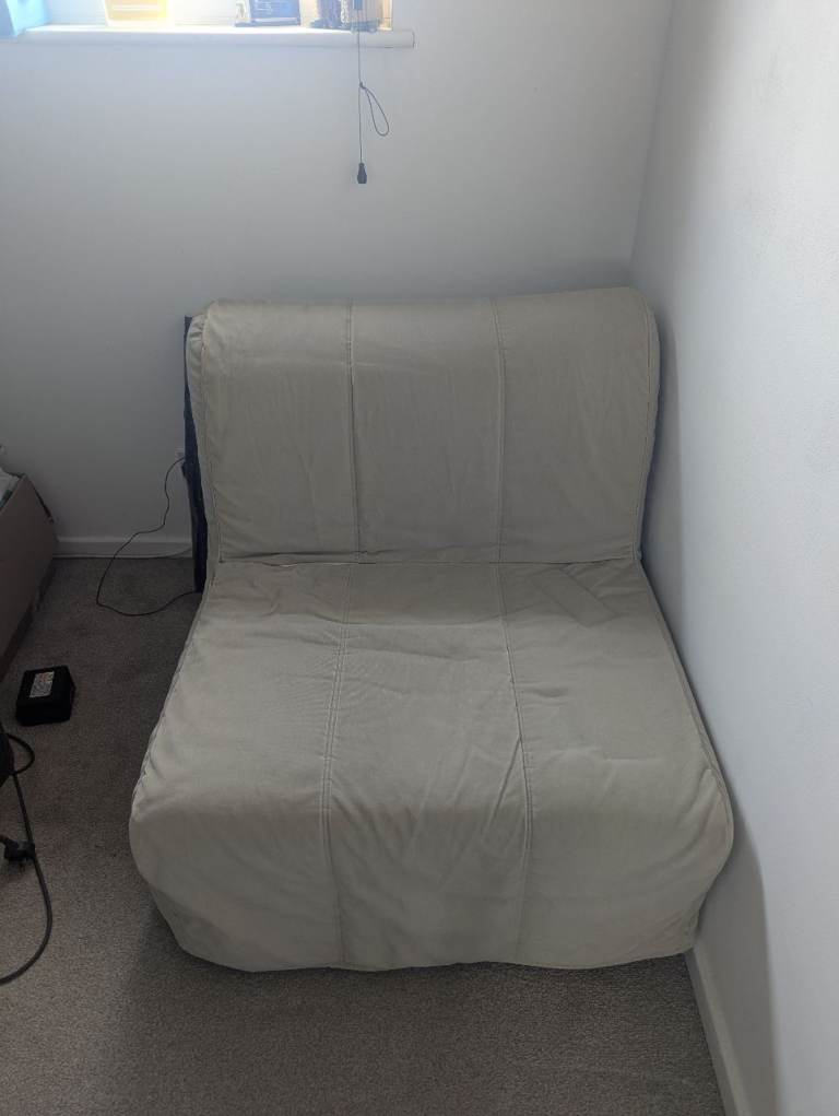 IKEA LYCKSELE LÖVÅS Cream Fold-Out Sofa Bed / Futon – Good Condition