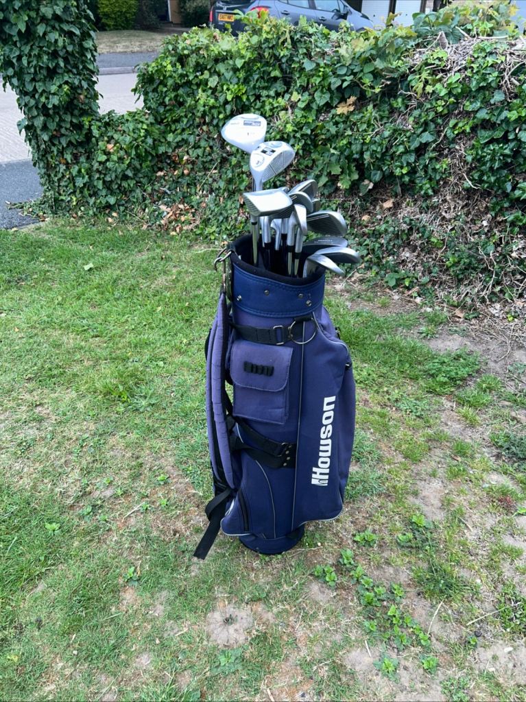 Mens Golf Clubs Ideal Starter Set Howson Tour Line Woods Irons Putter & Cart Bag 