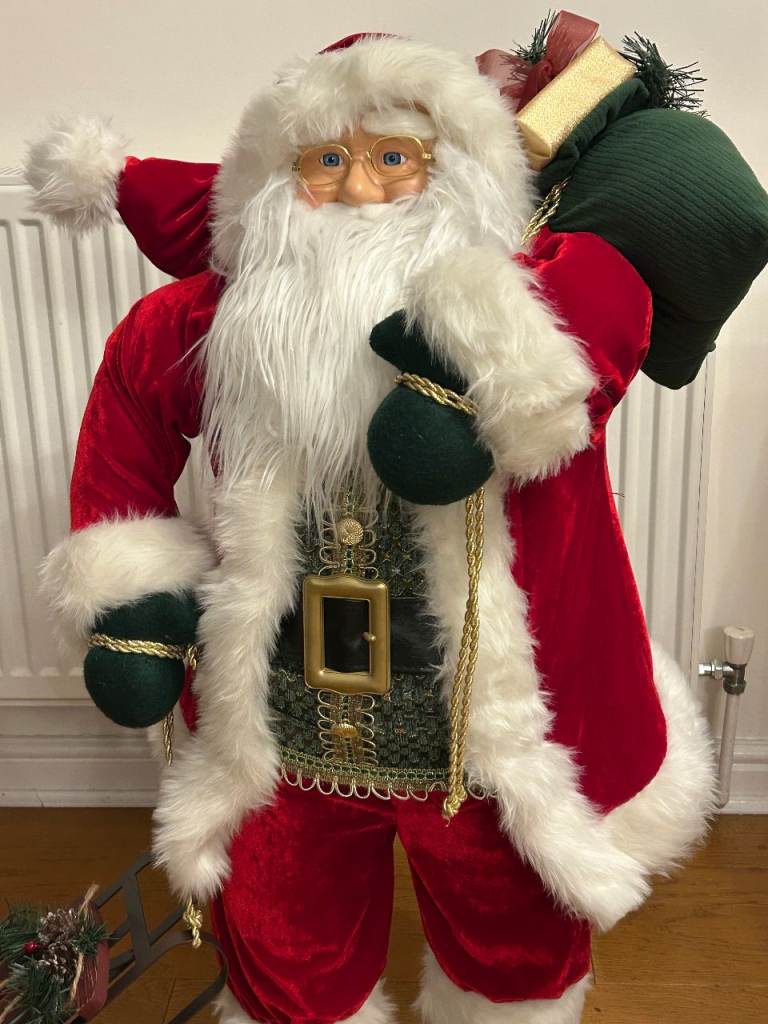 Extra Large Santa Decoration with Sledge 3ft/91.5CM high. Boxed.