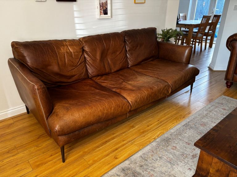 BARKER & STONEHOUSE ACACIA 3 SEATER LEATHER SOFA