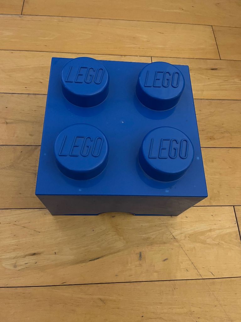 BLUE Large Lego Storage Brick Cube 4 Stud Stackable Container Box