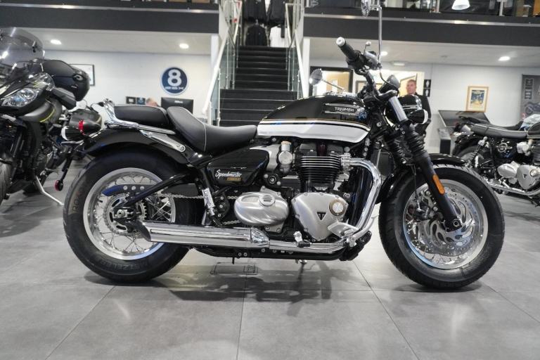 Triumph Bonneville Speedmaster, 2026, Sapphire Black/ White. IN STOCK NOW