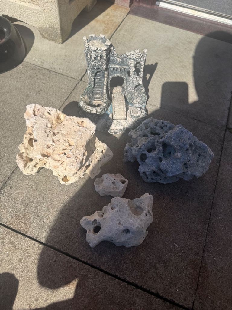 Rocks and  castle with pump powered moving bridge 
