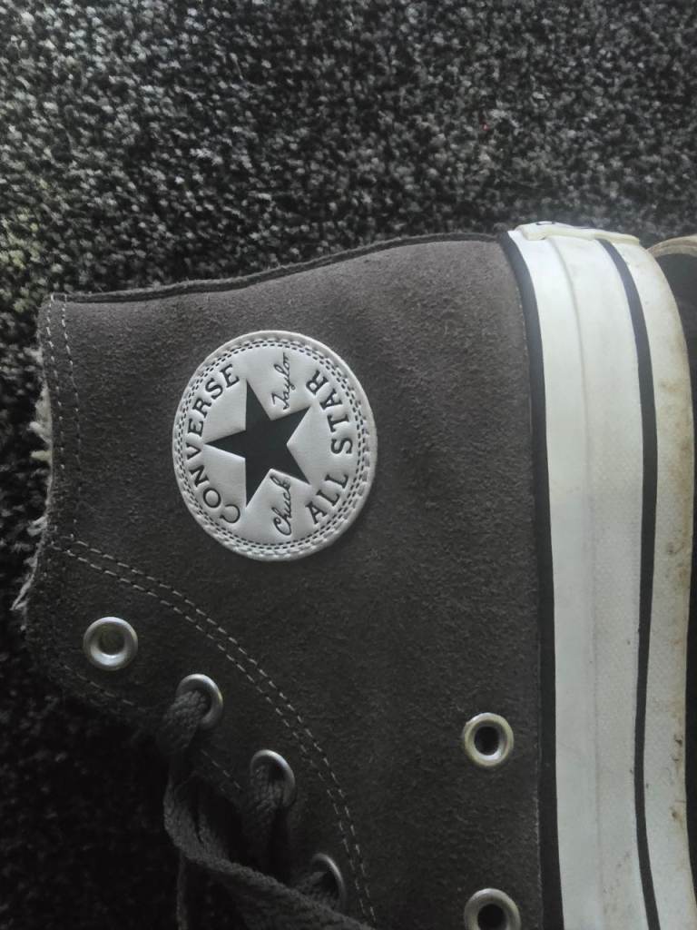 Size 5 Converse Chuck Taylor All Star – Grey Suede, Fleece-Lined High Tops