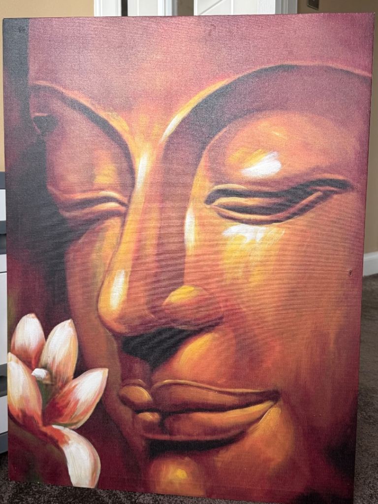 Buddha Canvas Painting with Lotus Flower – Good Condition