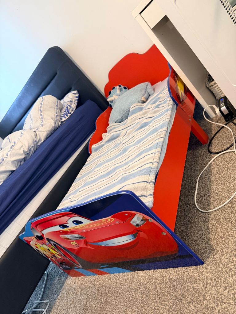 Disney Cars Red Wooden Toddler Bed – Good Condition