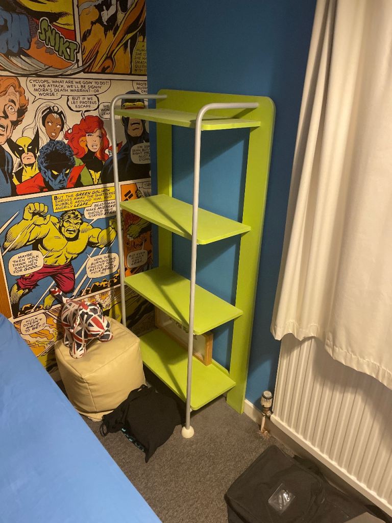 Green ikea shelving unit 