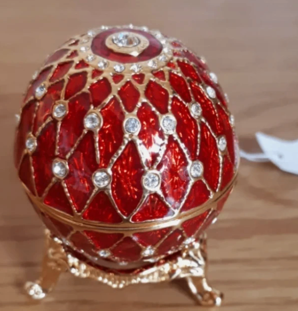 Red & Gold Enamelled Egg, Trinket Box BNWT 💝