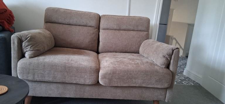 Two-Seater Sofa in Brown Fabric - excellent condition , 3 months old 