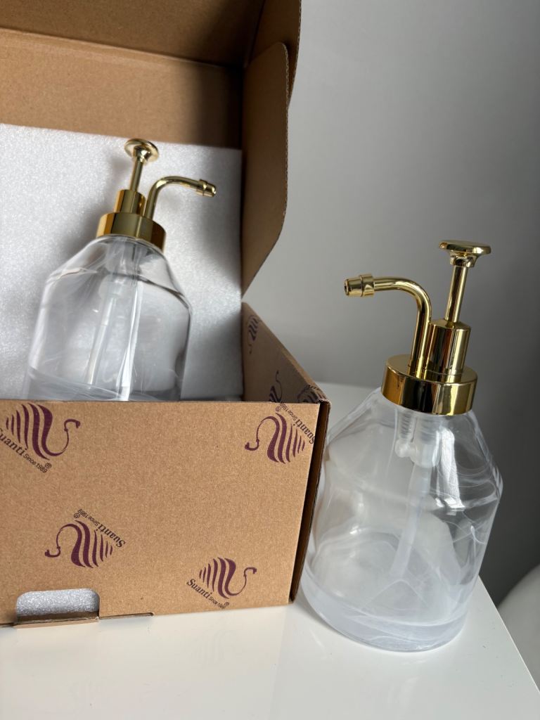 Set of 2 soap dispensers - glass - new in box 