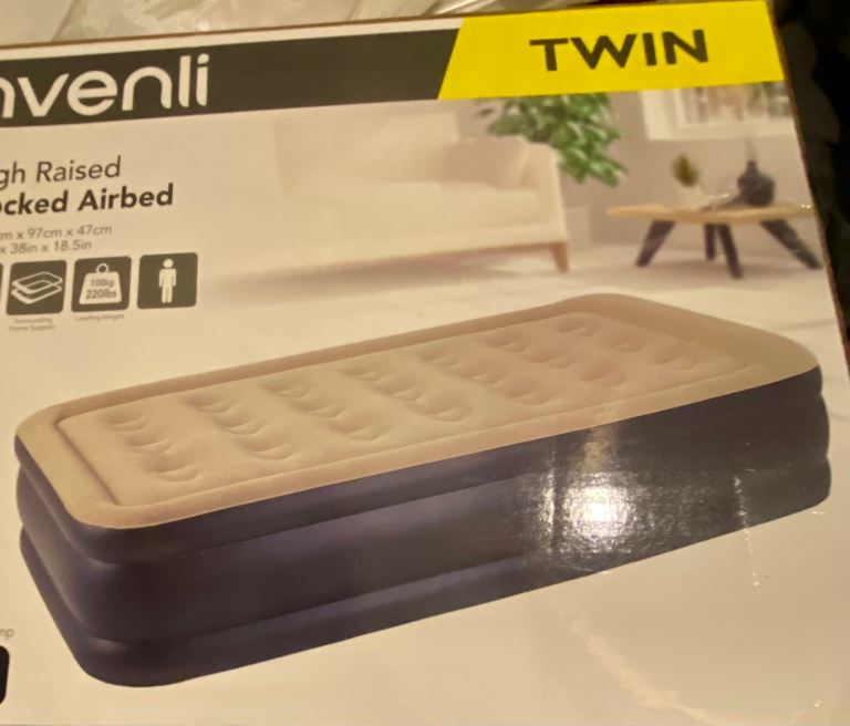 Invenli Twin High Raised Flocked Airbed – Brand New