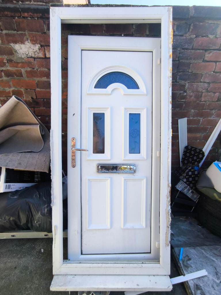 White uPVC Front Door with Frame and Letterbox