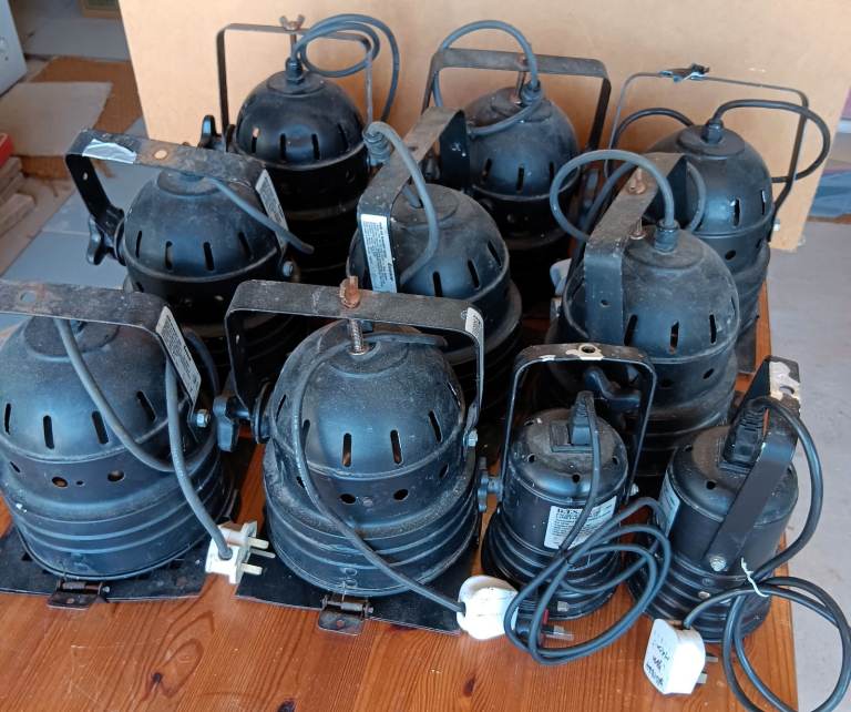 Eight Par 56 plus two Par 36 stage lighting cases £5.00 each